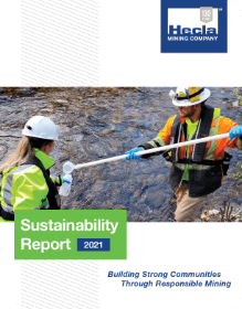 Hecla Sustainability 2021 Sustainability Report cover